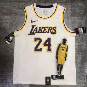 Camiseta de jugador Kobe Bryant 24 blanca para hombre