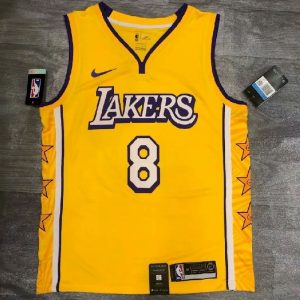 Camiseta de jugador Kobe Bryant 8 Yellow City Edition para hombre