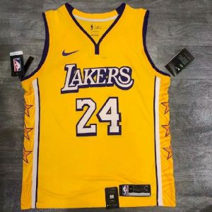 Camiseta de jugador Kobe Bryant 24 Yellow City Edition para hombre