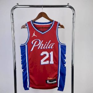Camiseta roja del equipo Joel Embiid para hombre - Edición Statement