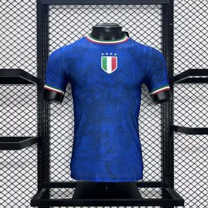 Camiseta de Italia Euro versión de marca compartida Azul Versión del jugador 2024/25
