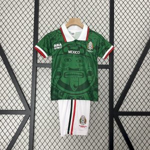Camiseta y pantalones cortos retro de local de México 1998 para niños