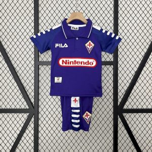 Camiseta y pantalones cortos retro de la Fiorentina Home para niños 1998/99
