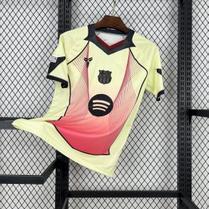 Camiseta edición especial del Barcelona amarillo y rosa (con Champions League) 2025/26