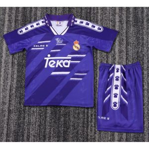 Camiseta y pantalón corto retro de visitante del Real Madrid para niños 1994/96