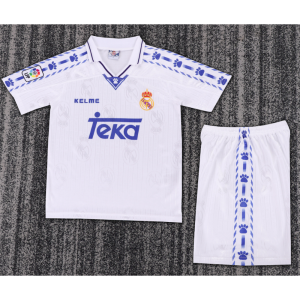 Camiseta y pantalón corto retro de local del Real Madrid para niños 1996/97