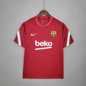 Camiseta de entrenamiento prepartido del Barcelona roja 2021/22