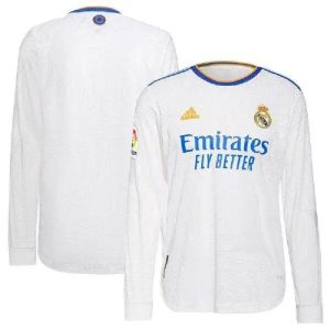 Camiseta de manga larga con parche auténtico del Real Madrid 2021 (local) - Blanca