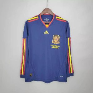 Camiseta retro de manga larga de visitante de España para el Mundial 2010